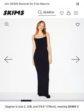 SKIMS Black Slip Maxi Dress with Slim Straps